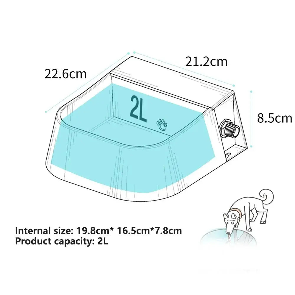 Pet Supplies 2L Pet Drinker Bowl Float Valve High Capacity Automatic Water Feeder Bowl Auto-Fill Drinker Dog Bowl Cats